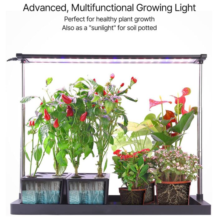 indoor herb garden with grow light